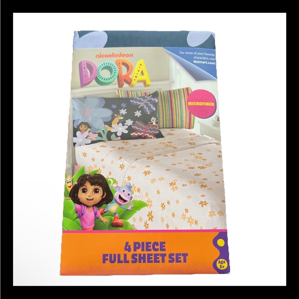 NWT Dora Nickelodeon 4pc Microfiber Sheet Set Full  Size pink Orange